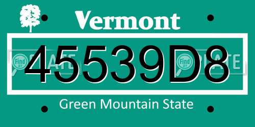45539D8 Vermont License Plate