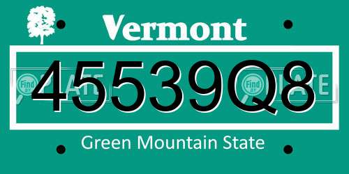 45539Q8 Vermont License Plate