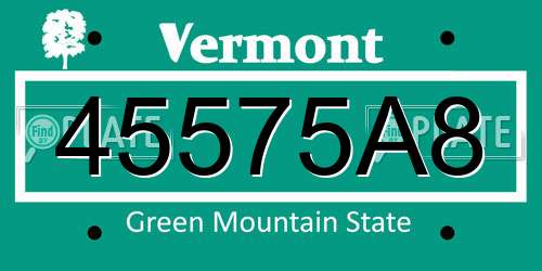 45575A8 Vermont License Plate