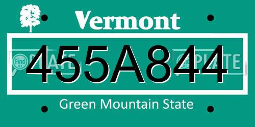 455A844 Vermont License Plate