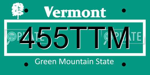 455TTM Vermont License Plate