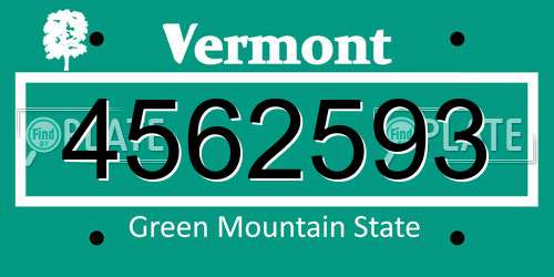 4562593 Vermont License Plate