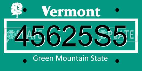45625S5 Vermont License Plate
