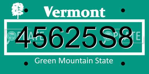 45625S8 Vermont License Plate