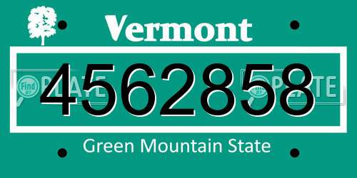 4562858 Vermont License Plate