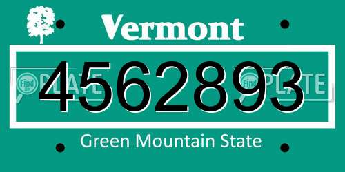 4562893 Vermont License Plate