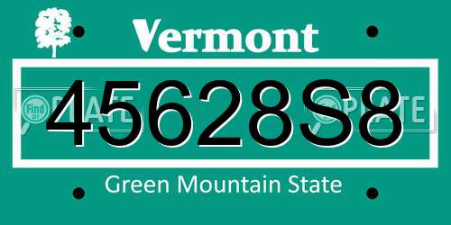 45628S8 Vermont License Plate