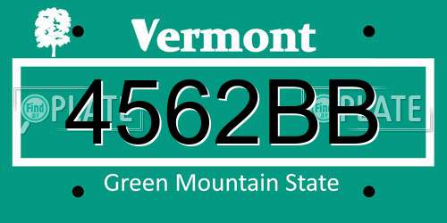 4562BB Vermont License Plate