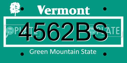 4562BS Vermont License Plate