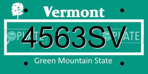 4563SV Vermont License Plate
