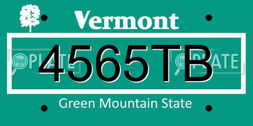 4565TB Vermont License Plate
