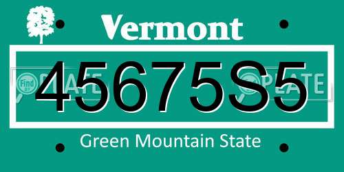 45675S5 Vermont License Plate