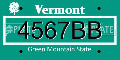 4567BB Vermont License Plate
