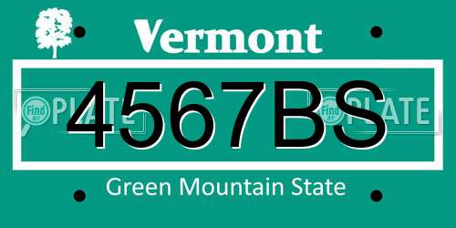4567BS Vermont License Plate