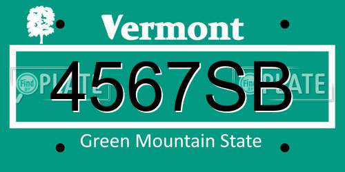 4567SB Vermont License Plate