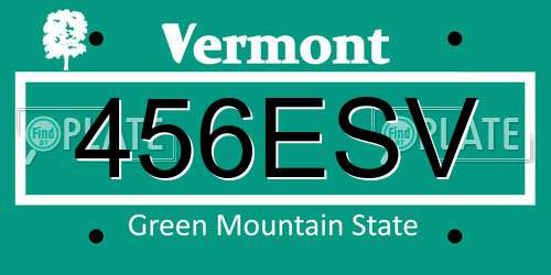 456ESV Vermont License Plate