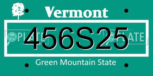 456S25 Vermont License Plate