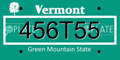 456T55 Vermont License Plate