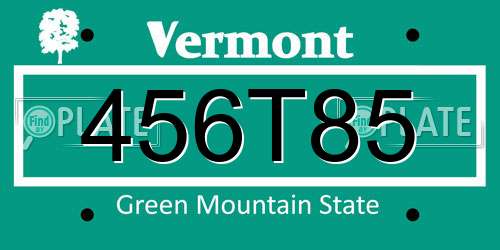 456T85 Vermont License Plate