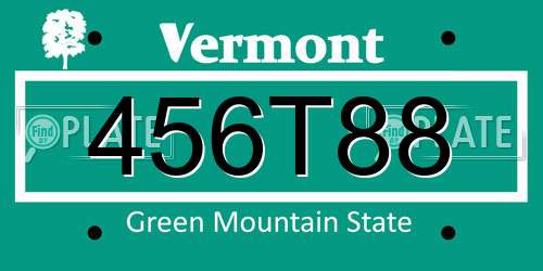 456T88 Vermont License Plate