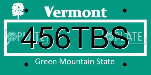 456TBS Vermont License Plate