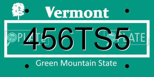 456TS5 Vermont License Plate