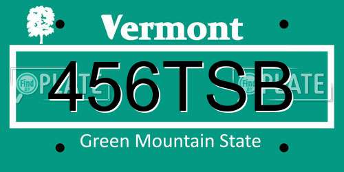 456TSB Vermont License Plate