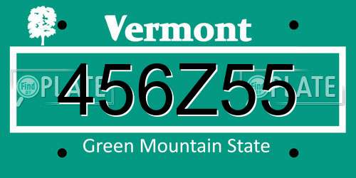 456Z55 Vermont License Plate