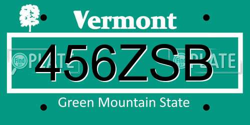 456ZSB Vermont License Plate