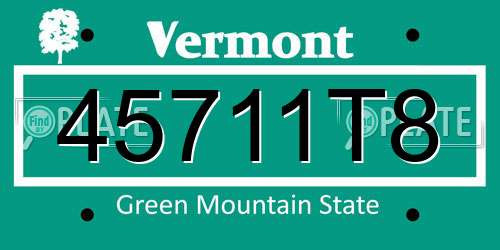 45711T8 Vermont License Plate