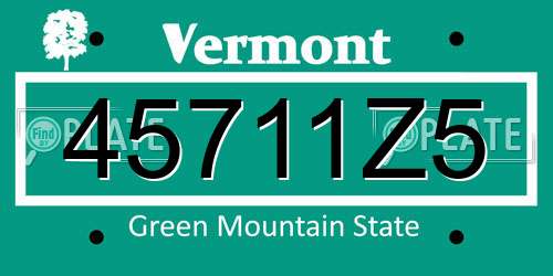 45711Z5 Vermont License Plate