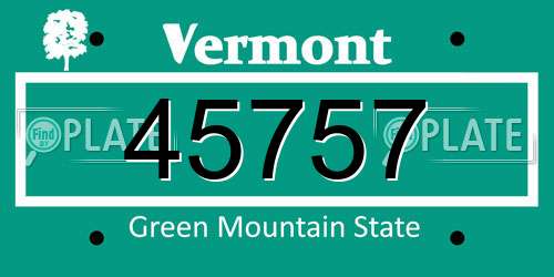 45757 Vermont License Plate