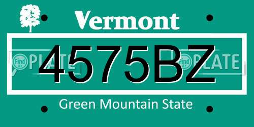 4575BZ Vermont License Plate