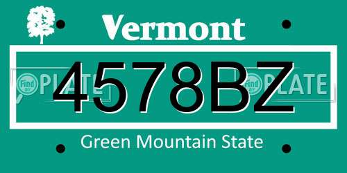 4578BZ Vermont License Plate