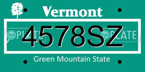 4578SZ Vermont License Plate