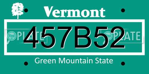 457B52 Vermont License Plate