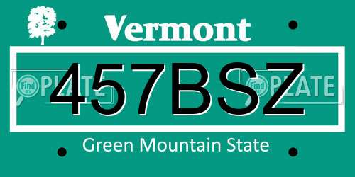 457BSZ Vermont License Plate