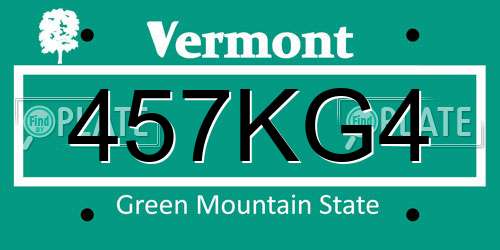 457KG4 Vermont License Plate