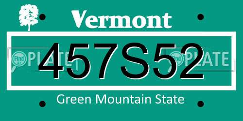 457S52 Vermont License Plate