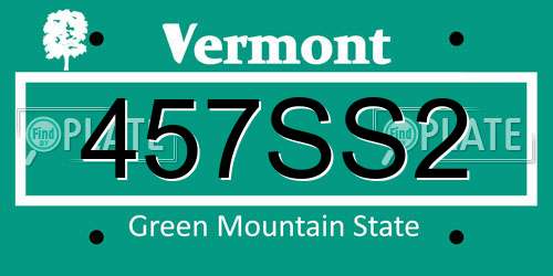 457SS2 Vermont License Plate