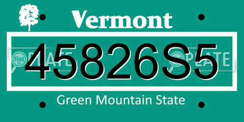 45826S5 Vermont License Plate