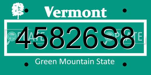 45826S8 Vermont License Plate