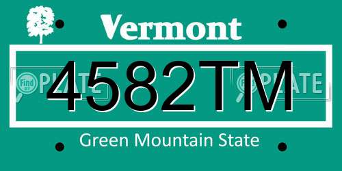 4582TM Vermont License Plate