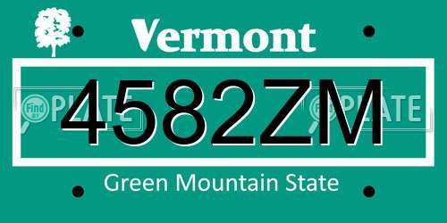 4582ZM Vermont License Plate