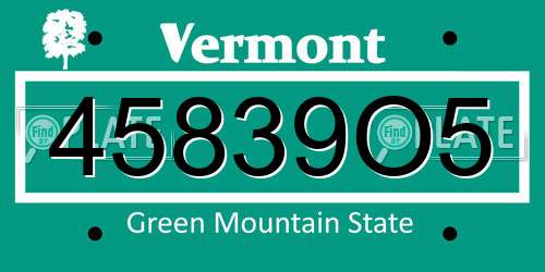 45839O5 Vermont License Plate