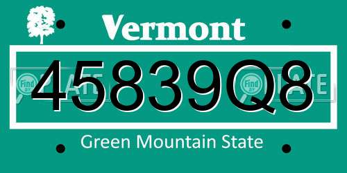 45839Q8 Vermont License Plate