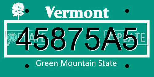 45875A5 Vermont License Plate
