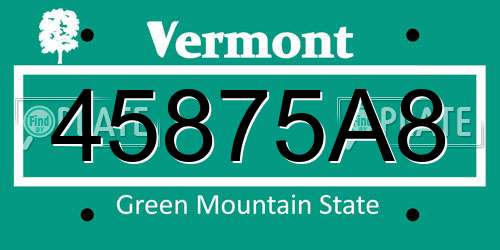 45875A8 Vermont License Plate