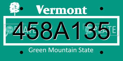 458A135 Vermont License Plate