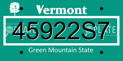 45922S7 Vermont License Plate